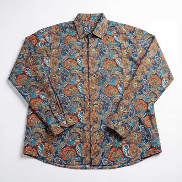 Paisley Patterned Men's XL Shirt Multicolor -Alan Flusser / Preowned - Picture 2 of 6